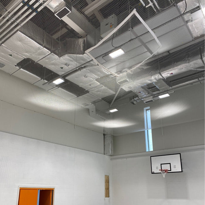 Sports Netting for Indoor Sports Hall or Gym | Overhead ceiling vent-protection nets with access hatch