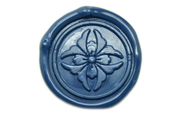 Japanese Kamon Hanakaku Floral Deco Wax Seal Stamp - Backtozero B20 - Blue, Deco, Decorative, him, Japanese, japanese family crest, Kamon, Nature, Signature, signaturehandle
