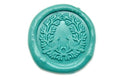 Japanese Kamon Hato Lovebirds Bird Wreath Wax Seal Stamp - Backtozero B20 - Bird, japanese family crest, Kamon, Nature, Signature, signaturehandle, Turquoise, wreath