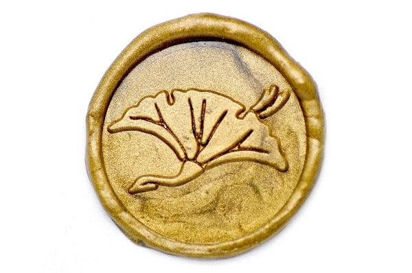 Japanese Kamon Icho Ginkgo Crane Wax Seal Stamp - Backtozero B20 - Botanical, Copper, crane, gingko, her, icho, Japanese, japanese family crest, Kamon, Nature, Plant, Signature, signaturehandle