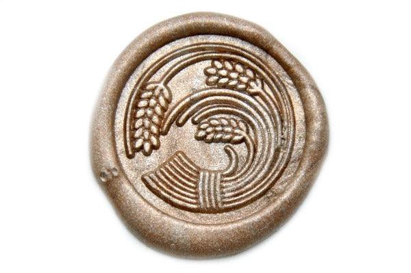 Japanese Kamon Ine Rice Wax Seal Stamp - Backtozero B20 - Botanical, Champagne Gold, him, Japanese, japanese family crest, Kamon, Nature, Plant, Signature, signaturehandle