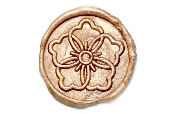 Japanese Kamon Karahana Wax Seal Stamp - Backtozero B20 - Botanical, Champagne Gold, Decorative, him, Japanese, japanese family crest, Kamon, Leaf, Nature, Plant, Signature, signaturehandle