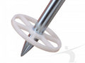 White plastic disc which fits onto the nose of a javelin for indoor use into net.