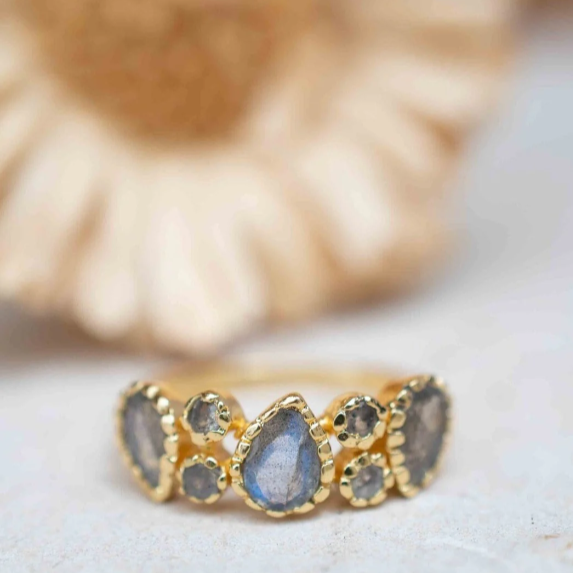 Labradorite Gold Plated Ring