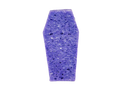 Purple sponge shaped like coffin.