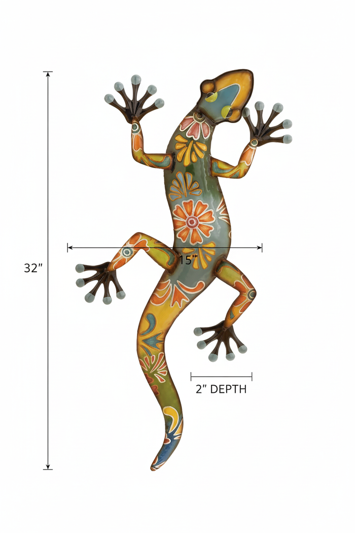 Large Metal Lizard with Dimensions