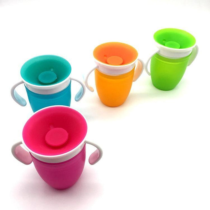 Leak-Proof Rotatable Magic Learning Cup for Babies - 240ml Silicone Sippy Cup - Multiple Colors