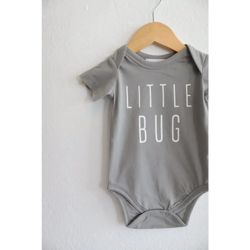 "Little Bug" Organic Cotton Baby Bodysuit (Grey)