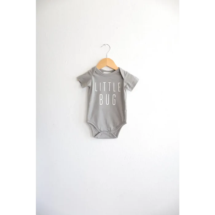 "Little Bug" Organic Cotton Baby Bodysuit (Grey)