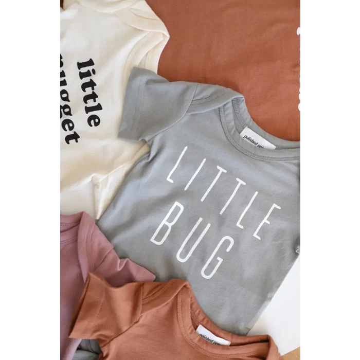 "Little Bug" Organic Cotton Baby Bodysuit (Grey)