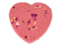 pink heart shaped bath bomb with roses on top