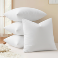 Luxury 18x18 white goose feather down pillow inserts stacked on a cool white background – clean product shot