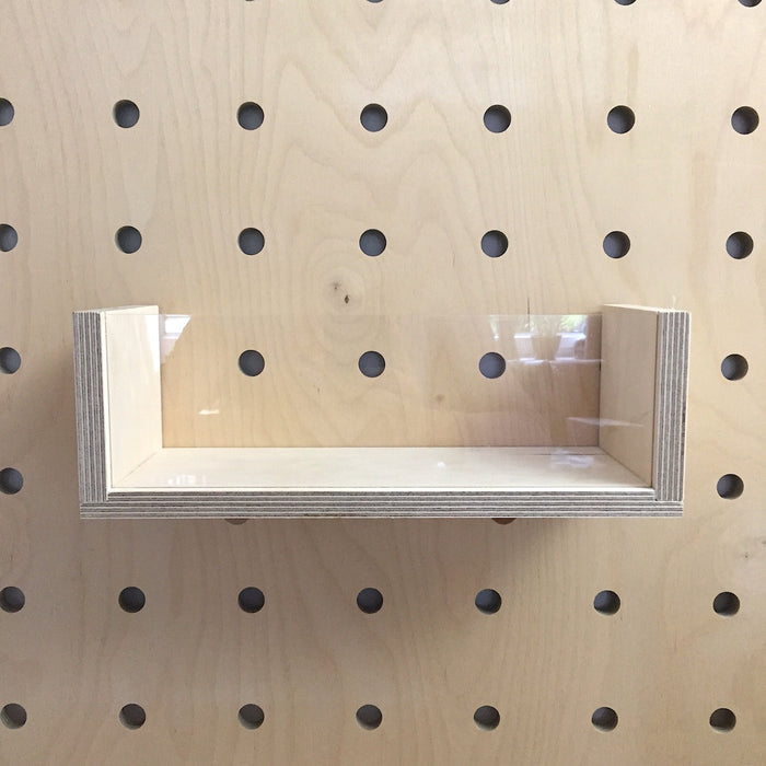 wooden box with clear front for pegboard