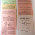 A set of coloured laminated A5 cards, containing informaiton on judging, timing and starting track and field athletics events