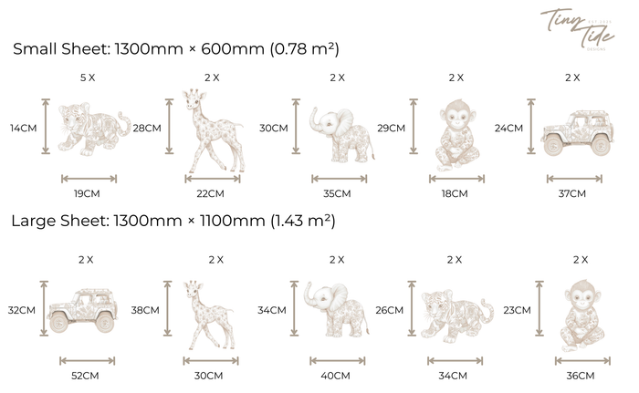 Neutral Safari Wall Sticker Set