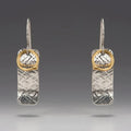 Nichole Collins - Earrings - Textured Rectangle with Vermeil Circle #V203