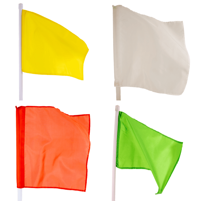 Fabric Flags for Athletics Officials and Sports Use | Simple solid handle | Choice of Yellow, White, Red or Green