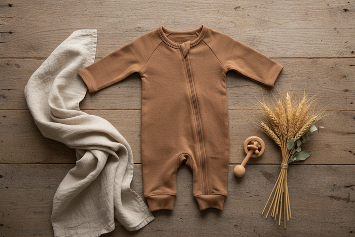 Cozy Brown Baby Romper – Earthy Cover