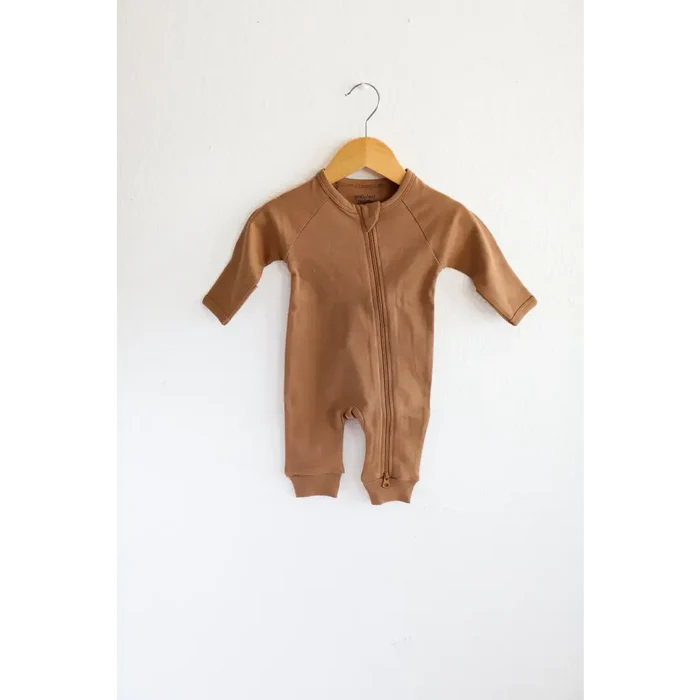 Organic Cotton Baby Zipper Romper (Cozy Brown)