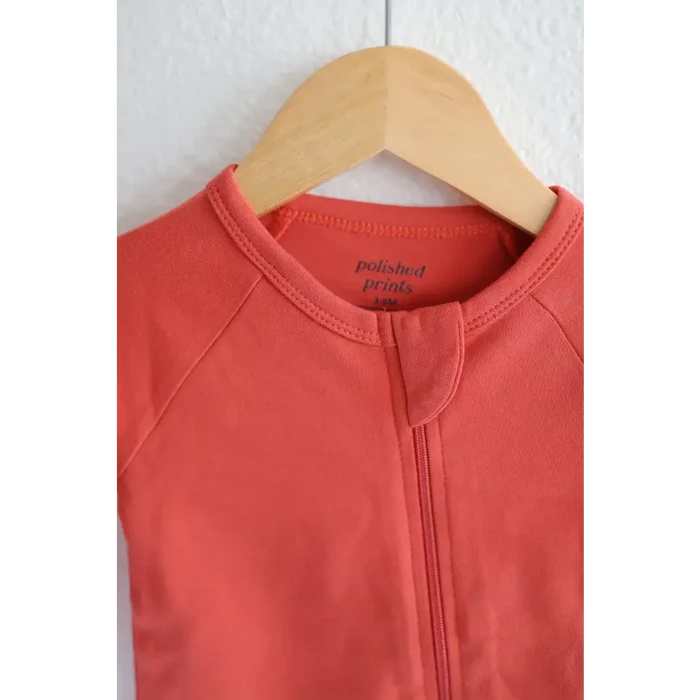 Organic Cotton Baby Zipper Sleeper (Coral)