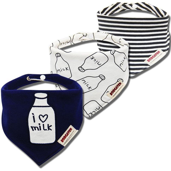 Organic Cotton Waterproof Baby Burp Cloth Bibs – Set of 3 | Multiple Designs