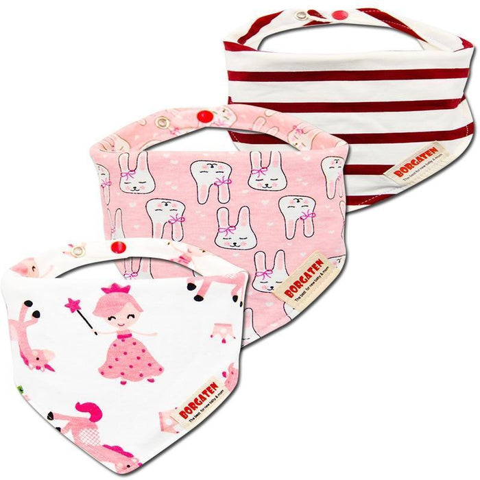 Organic Cotton Waterproof Baby Burp Cloth Bibs – Set of 3 | Multiple Designs