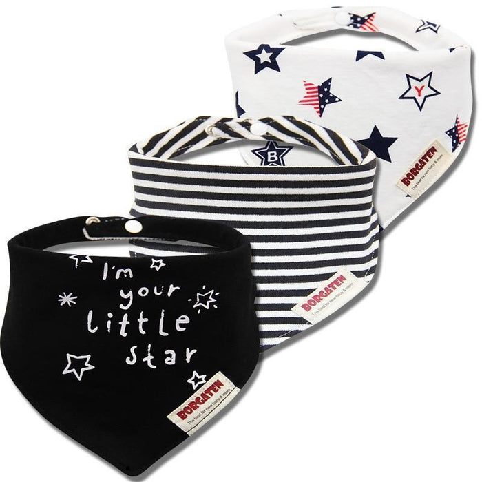 Organic Cotton Waterproof Baby Burp Cloth Bibs – Set of 3 | Multiple Designs