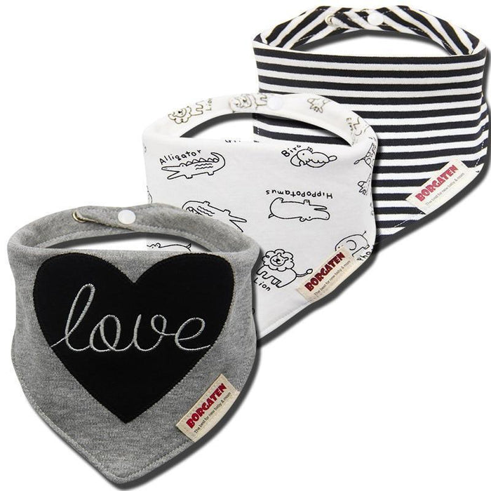 Organic Cotton Waterproof Baby Burp Cloth Bibs – Set of 3 | Multiple Designs