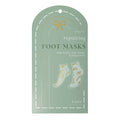 Packaging of repairing foot masks with green background and gold accents.