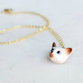 Peter + June - Necklace - Hand-Painted Porcelain Pendant ('George' Kitty Head)