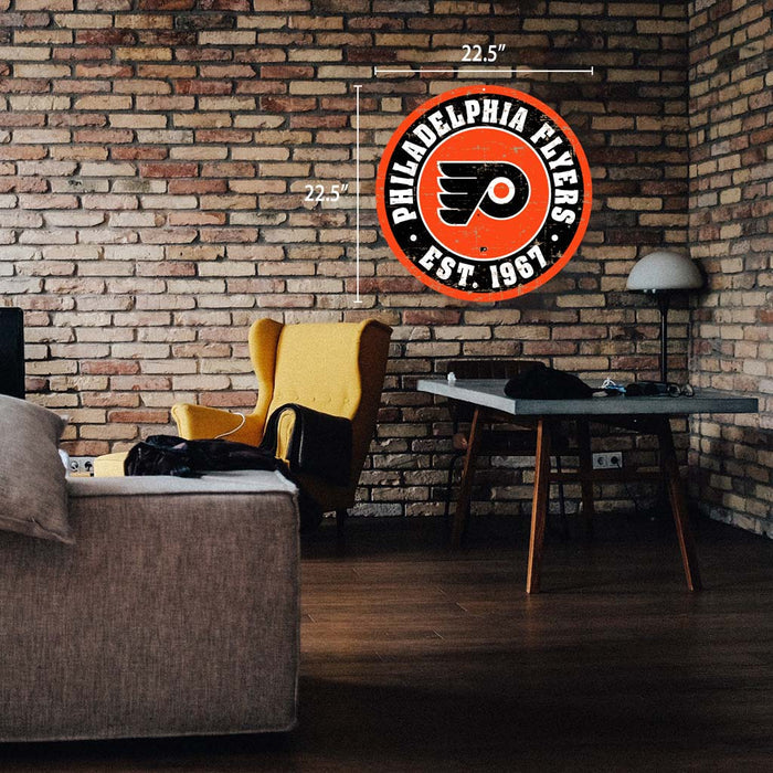 Philadelphia Flyers Sign - 22" Round Distressed Logo