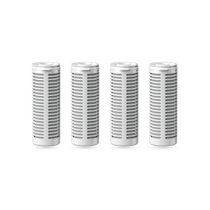 Four metallic filter frames on a white background