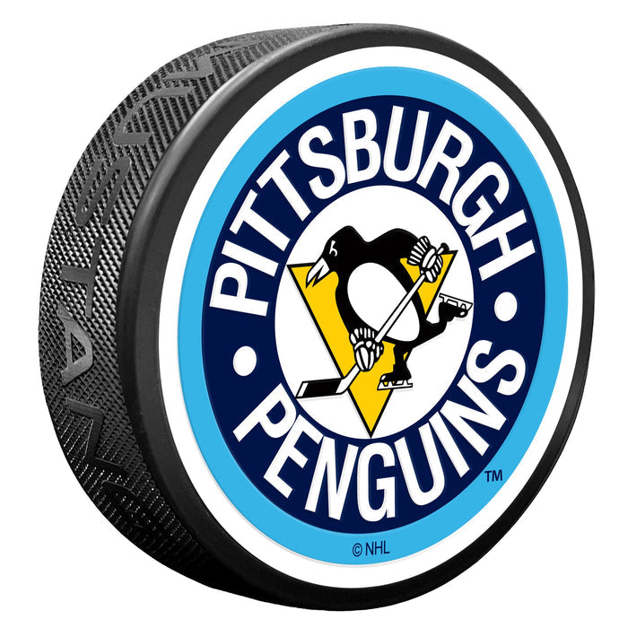 Pittsburgh Penguins Vintage Striped Textured Puck