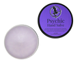view of open tin of lavender colored hand salve with purple label that reads Psychic Hand Salve and ingredients