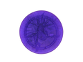 purple circular soap with witch baby logo on top