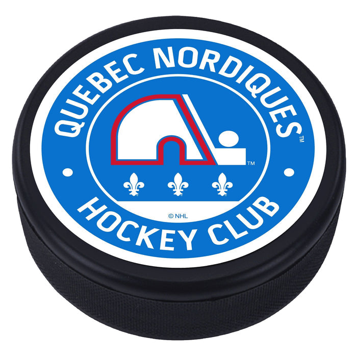 Quebec Nordiques Vintage Striped Textured Puck