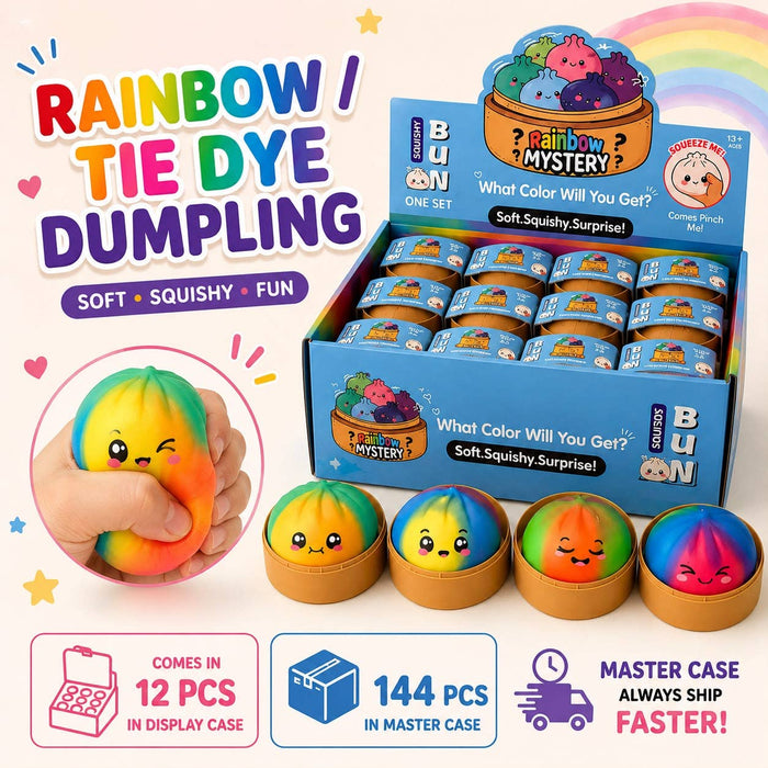 Rainbow Tie Dye or SOLID color Dumpling – Mystery Color Squishy Bun
