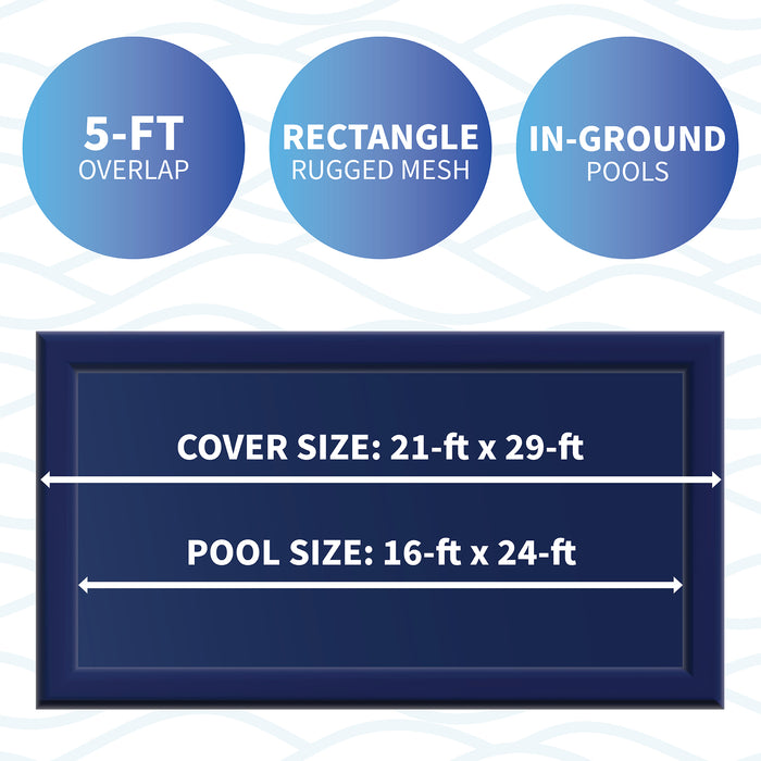 Rectangular Rugged Mesh In Ground Pool Winter Cover