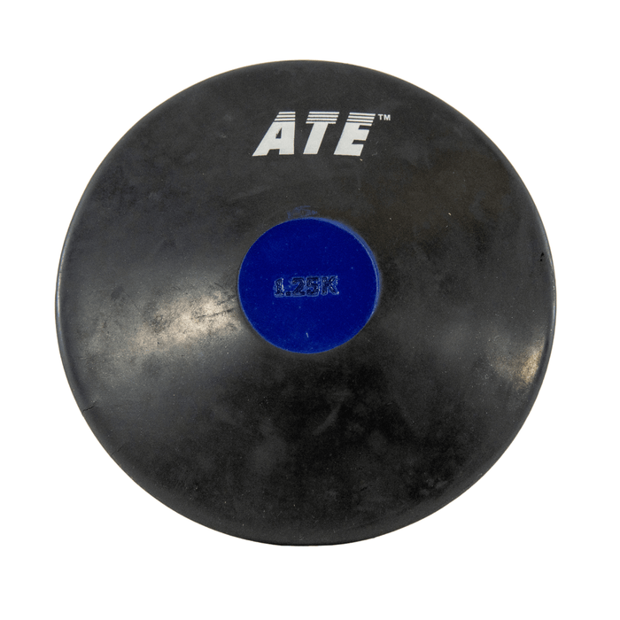 Rubber Discus | Black with blue centre | Solid rubber 1.25kg | ATE brand