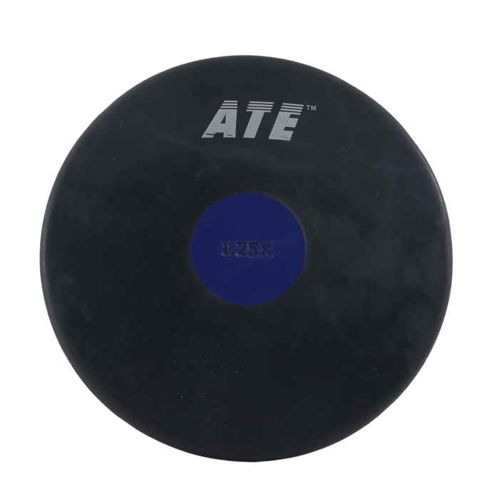 Rubber Discus | Solid black rubber with blue centre 1.25kg | ATE brand