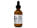 Brown glass bottle with dropper labeled 'Ruby Eclipse Body Oil' on a white background