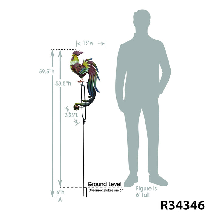 Rustic Rooster Balance Rocker Garden Stake