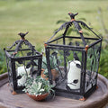 Set of Two Rustic Woodland Lanterns – Decorative Outdoor Candle Lanterns with Handles