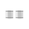 Two white filters objects with black bands on a white background