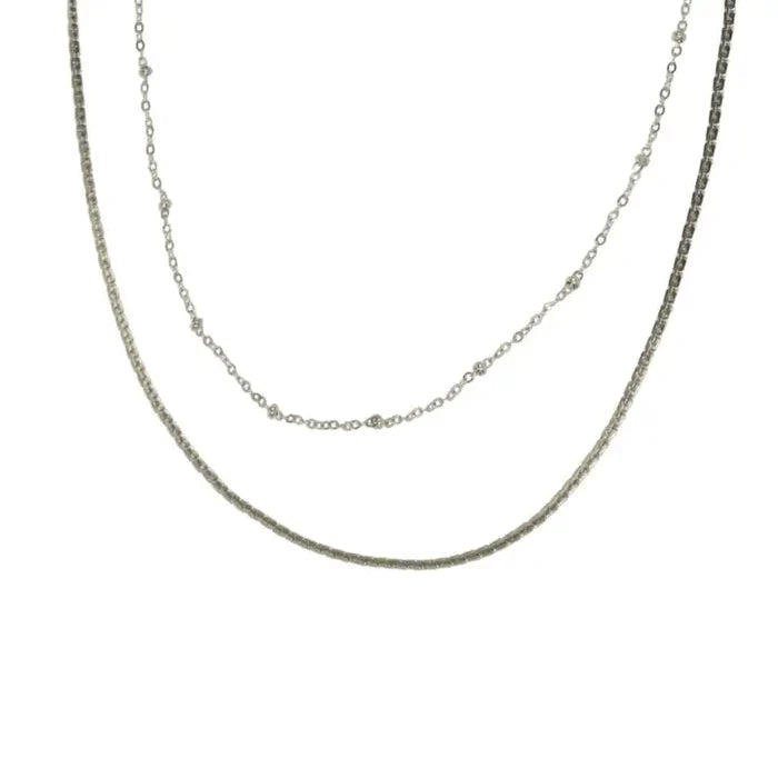 Silver 2 Row Chain Necklace - Posh West Boutique