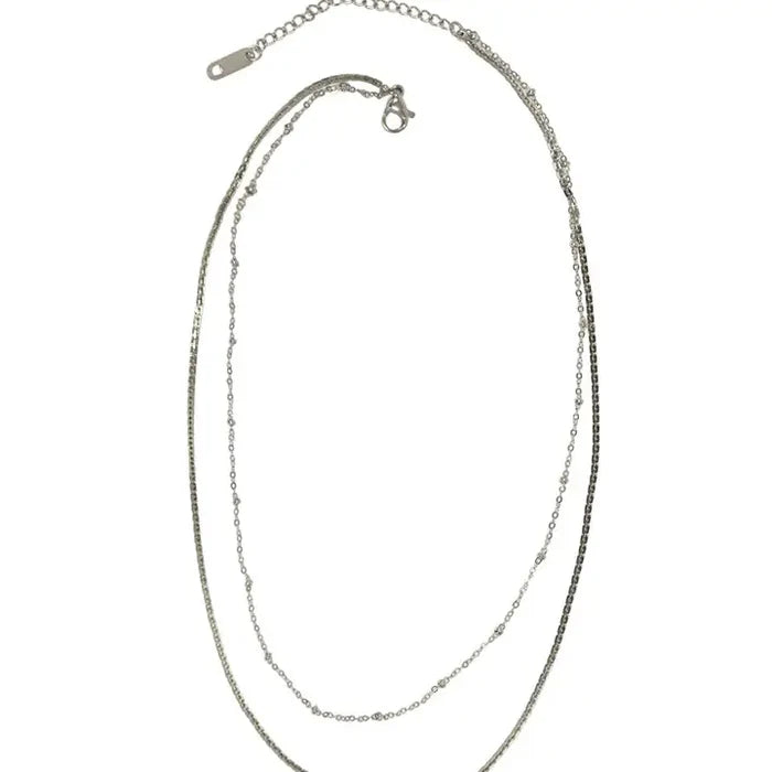 Silver 2 Row Chain Necklace - Posh West Boutique
