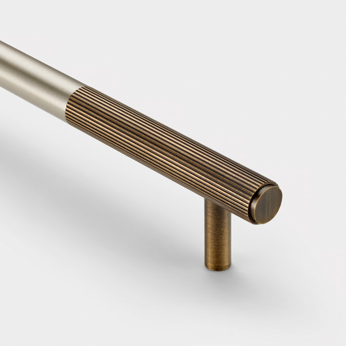 Silver Brass Linear Cabinet Handle with Tip in Antique
