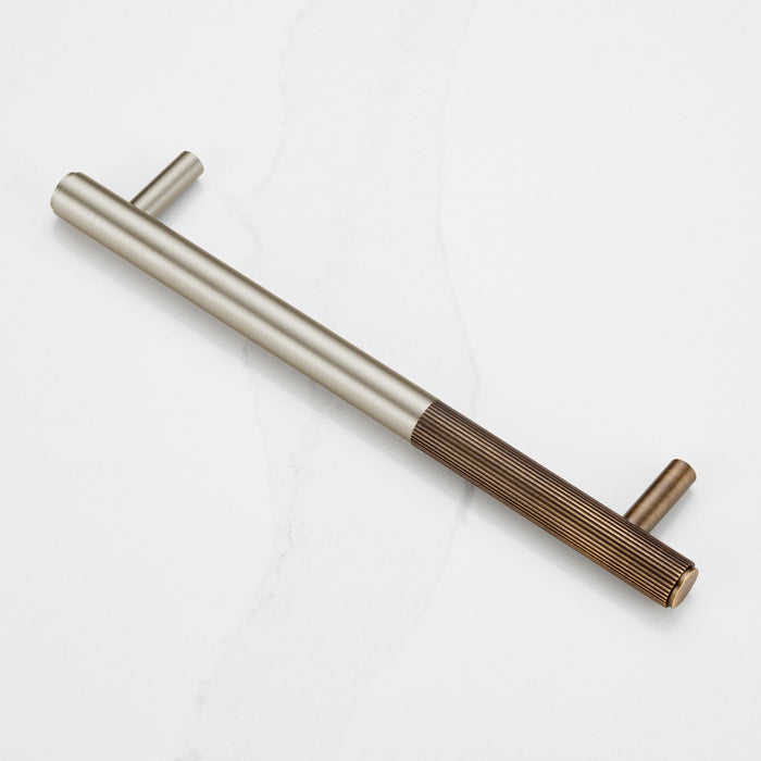 Silver Brass Linear Cabinet Handle with Tip in Antique – product view 2