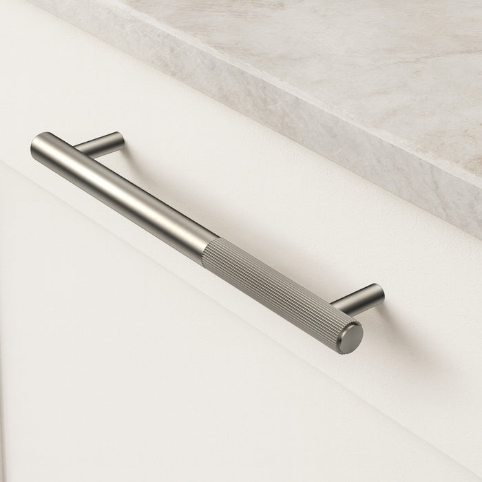 Silver Brass Linear Cabinet Handle with Tip in Antique – product view 4