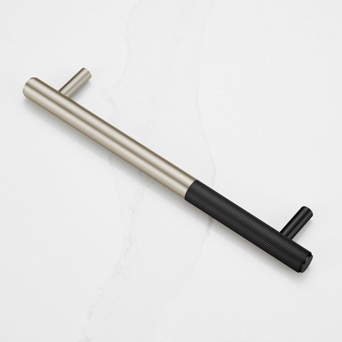 Silver Brass Linear Cabinet Handle with Tip in Black – product view 2